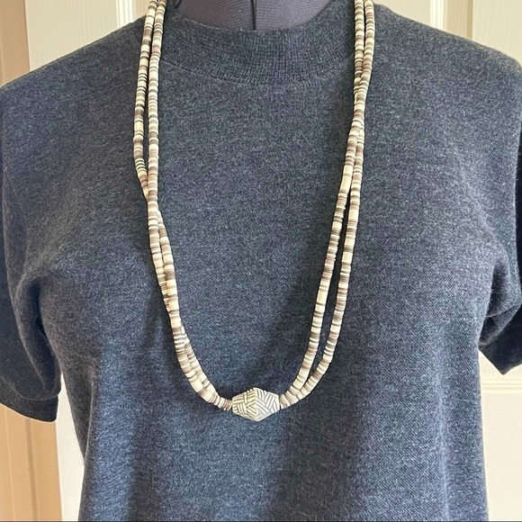 Vintage Long Beaded Necklace Beach Costal Ivory Taupe Color Size Large - Picture 2 of 6
